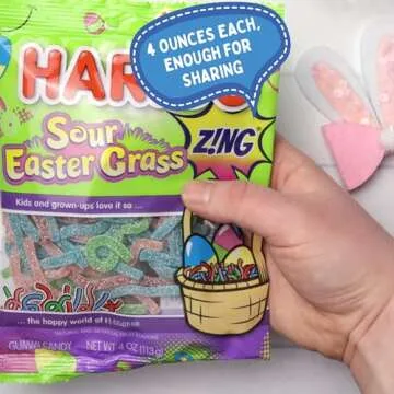 2025 Edible Easter Grass, Sour Gummies, Basket Fillers and Dessert Toppers, Shareable Bags, Fruit Flavored, 4 Ounces (Pack of 3)