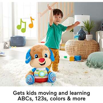Fisher-Price Toddler Learning Toy Laugh & Learn So Big Puppy Plush with Music & Lights for Developmental Play Kids Ages 18+ Months