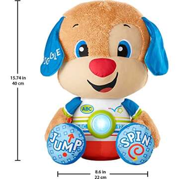 Fisher-Price Toddler Learning Toy Laugh & Learn So Big Puppy Plush with Music & Lights for Developmental Play Kids Ages 18+ Months