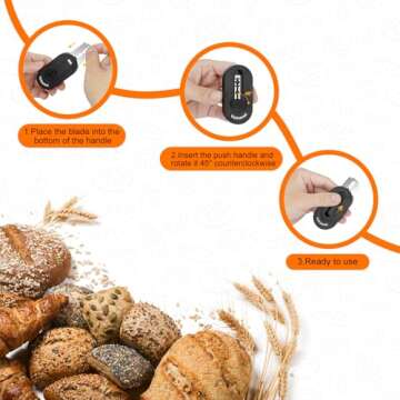 Volnamal Magnetic Bread Lame Dough Scoring Tool - Push-pull Handle for Perfect Bread Scoring Tool for Sourdough Baking & Bread Making Tools, Sourdough Starter Kit 1 Pack w/5 Razor Blades,Black