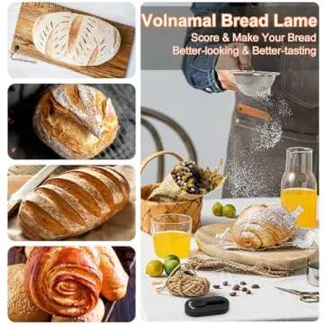 Volnamal Magnetic Bread Lame Dough Scoring Tool - Push-pull Handle for Perfect Bread Scoring Tool for Sourdough Baking & Bread Making Tools, Sourdough Starter Kit 1 Pack w/5 Razor Blades,Black