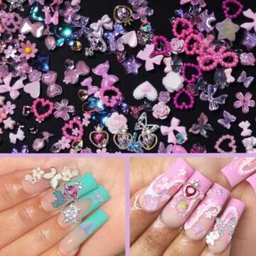 3D Pink Nail Charms - Elegant Nail Art Accessories