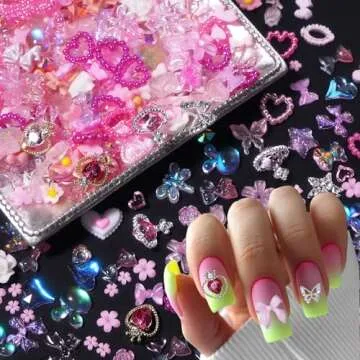 3D Pink Nail Charms - Elegant Nail Art Accessories