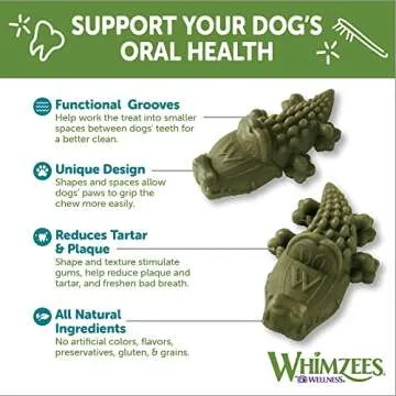 Whimzees Alligator Dog Dental Treats for Healthy Smiles