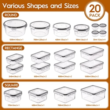KEMETHY 40 Pcs Airtight Food Storage Containers Set