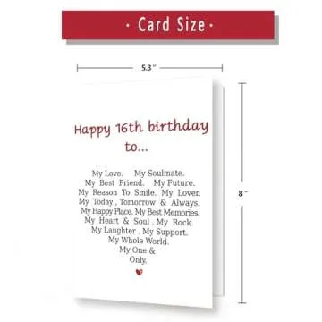 MQMRYeto Funny 16th Birthday Card For Son Daughter, Romantic 16 Year Old Birthday Card For Boyfriend...