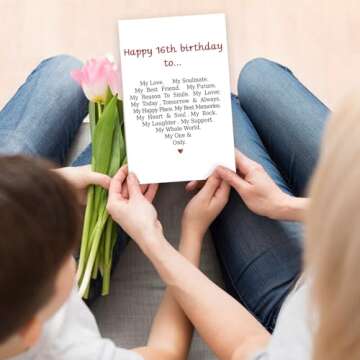 MQMRYeto Funny 16th Birthday Card For Son Daughter, Romantic 16 Year Old Birthday Card For Boyfriend, Love Anniversary Card For Girlfriend, 16th Birthday Gifts Idea Friend