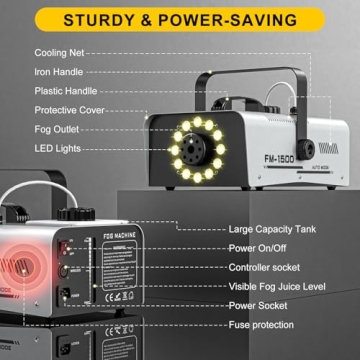 Fog Machine with LED Lights for Parties & Halloween