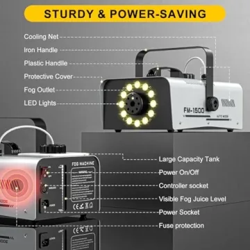 Fog Machine with LED Lights for Parties & Halloween