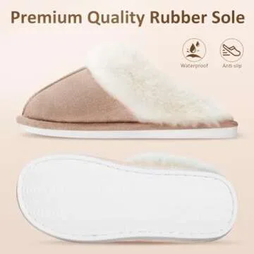 ZriEy Womens Suede Comfy Slippers Fluffy Warm Non-Slip Comfortable Slip-on House Shoes Khaki Size 7-8
