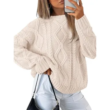 Trendy Queen Oversized Sweaters Womens Plus Size 2024 Fall Fashion Outfits Cable Knit Crewneck Pullo...