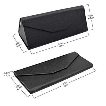 Real Sic Glasses Case for Men and Women - Magnetic Folding Hard Shell Sunglass Holder - Vegan Leather Eyeglass Protector, Variety of Styles Inspired by Solid Color - (Black)