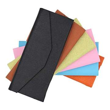 Real Sic Glasses Case for Men and Women - Magnetic Folding Hard Shell Sunglass Holder - Vegan Leather Eyeglass Protector, Variety of Styles Inspired by Solid Color - (Black)