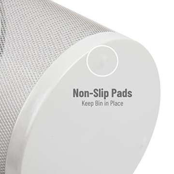 Mind Reader Mesh Trash Can, 16.65L (4.4 gal), Waste Paper Basket, Round, Office, Metal Mesh, 11.5" L x 11.5" W x 13.75" H, White