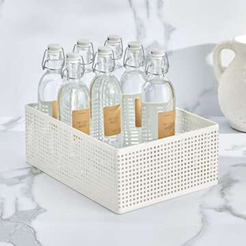 Nate Home by Nate Berkus Large Perforated Metal Bin Set for Kitchen and Pantry Organization