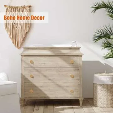 ANPHSIN 12 Pack Boho Wood Dresser Drawer Knobs- Handmade Rattan Woven Cabinet Knobs Pulls Handles with 24 Screws for Home Nursery Furniture