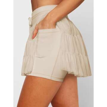 Cresay Women's Pleated Skirt High Waisted Ruffle Tennis Skirts Sports Skater Running Skorts with Sho...