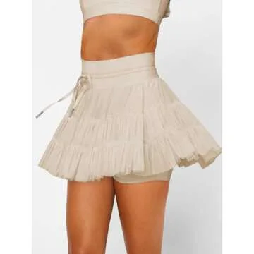 Cresay Women's Stylish High Waisted Tennis Skirt with Pockets