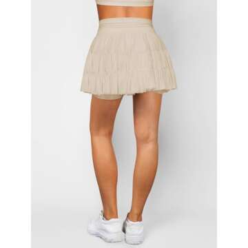 Cresay Women's Stylish High Waisted Tennis Skirt with Pockets