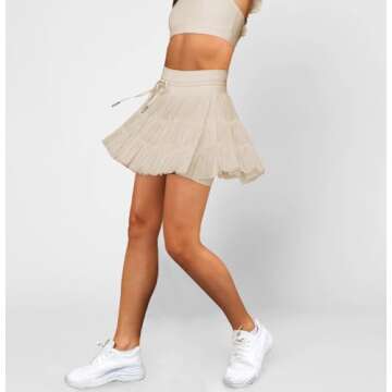 Cresay Women's Stylish High Waisted Tennis Skirt with Pockets