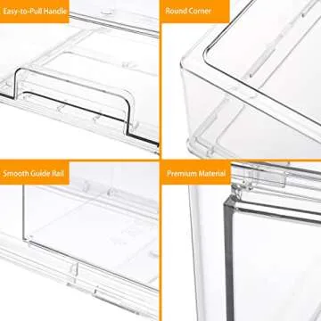 Moretoes Stackable Fridge Organizer Bins, Clear Design Set