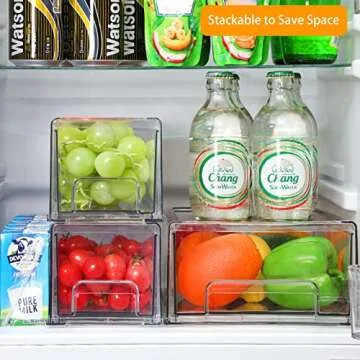 Moretoes Stackable Fridge Organizer Bins, Clear Design Set