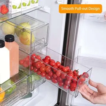 Moretoes Stackable Fridge Organizer Bins, Clear Design Set