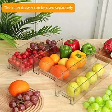 Moretoes Stackable Fridge Organizer Bins, Clear Design Set