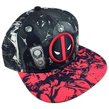 Deadpool Allover Print Snapback Hat Cap - Marvel Comics Grey