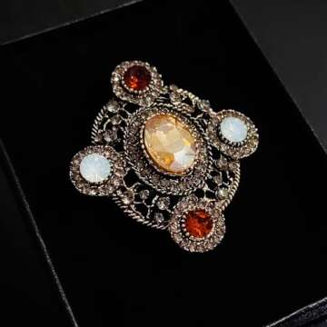 Vintage Brooch Pin for Women Girls Baroque Retro Silver Cross Brooch Accessories Elegant Austrian Cr...