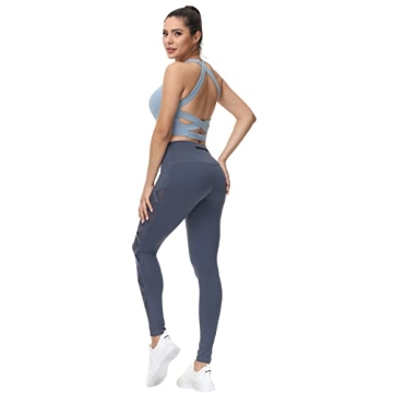 Romansong Mesh High Waisted Yoga Leggings with Pockets