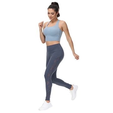 Romansong Mesh High Waisted Yoga Leggings with Pockets
