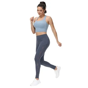 Romansong Mesh High Waisted Yoga Leggings with Pockets