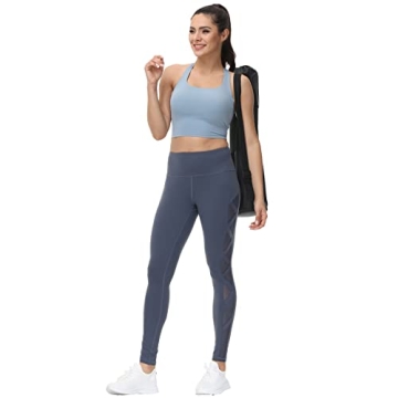 Romansong Mesh High Waisted Yoga Leggings with Pockets