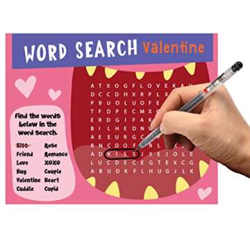 JOYIN 36 Pack Valentines Day Gift Cards of Word Game Cards for Classroom Exchange Prizes, Valentine Party Favors