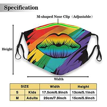 BUDAXCUST Lesbian Pride Face Mask Rainbow Lips Masks LGBTQ Accessories Washable Balaclava