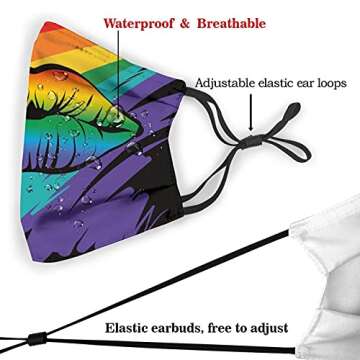 BUDAXCUST Lesbian Pride Face Mask Rainbow Lips Masks LGBTQ Accessories Washable Balaclava