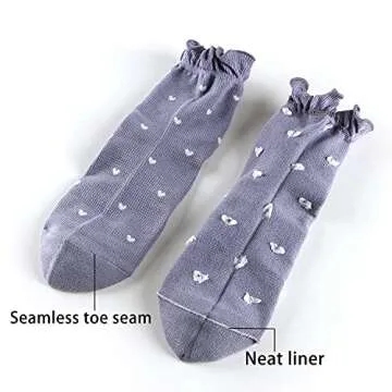 Women's Socks,Ruffle Ankle Socks Comfort Cool Thin Cotton Kawaii Mary Jane Hearts Pattern Cute Frilly Socks For Women