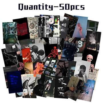 CY2SIDE 50PCS Grunge Aesthetic Picture, 50 Set 4x6 inch, Collage Print Kit, Cool Room Decor for Girl...