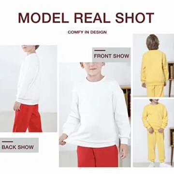UNACOO Kids Crewneck Long Sleeve Fleece Sweatshirt Pullover for Boys or Girls (Yellow, XL (11-12 Yea...