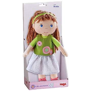HABA Hedda - 12" Soft Doll with Brown Hair, Blue Eyes and Embroidered Face for Ages 18 Months and Up