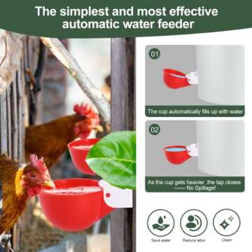 Psarnuk Chicken Waterer Cups - Automatic Water Feeder 8 Pack