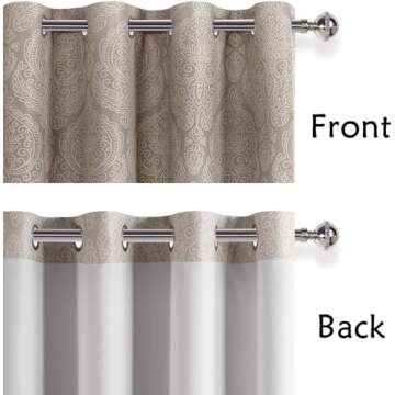 DWCN Ombre Blackout Curtains for Bedroom - Damask Patterned Thermal Insulated Energy Saving Grommet Curtains for Living Room, Set of 2 Gradient Window Curtain Panels, 52 x 84 Inches Long, Brown