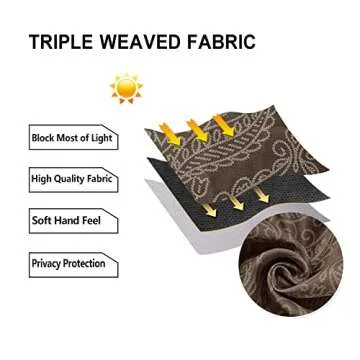 DWCN Ombre Blackout Curtains for Bedroom - Damask Patterned Thermal Insulated Energy Saving Grommet Curtains for Living Room, Set of 2 Gradient Window Curtain Panels, 52 x 84 Inches Long, Brown