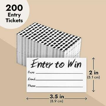 Juvale 200-Pack Enter to Win Cards, 3.5x2 White Entry Form Raffle Tickets Slips for Fairs, Contests, Ballots, Carnivals, Drawings, Auction Events, Prize Games, Fundraisers