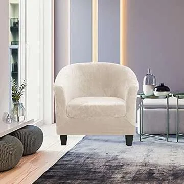 MIFXIN Tub Chair Slipcover 2-Piece Velvet Barrel Club Chair Covers with Cushion Cover Stretch Soft W...