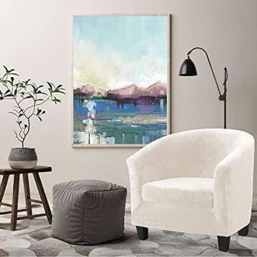 MIFXIN Tub Chair Slipcover 2-Piece Velvet Barrel Club Chair Covers with Cushion Cover Stretch Soft Washable Armchair Sofa Couch Furniture Protector for Living Room Hotel Cafe (Beige)