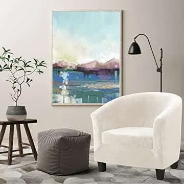 MIFXIN Tub Chair Slipcover 2-Piece Velvet Barrel Club Chair Covers with Cushion Cover Stretch Soft Washable Armchair Sofa Couch Furniture Protector for Living Room Hotel Cafe (Beige)