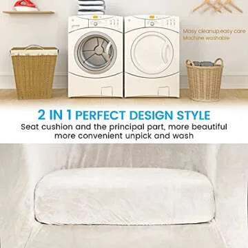 MIFXIN Tub Chair Slipcover 2-Piece Velvet Barrel Club Chair Covers with Cushion Cover Stretch Soft Washable Armchair Sofa Couch Furniture Protector for Living Room Hotel Cafe (Beige)