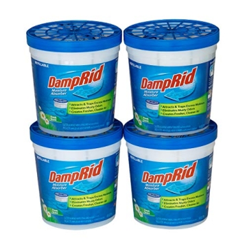 DampRid Refillable Moisture Absorber, 10.5 oz. Cups, 4 Pack, Fresh Scent, Traps Moisture for Fresher...